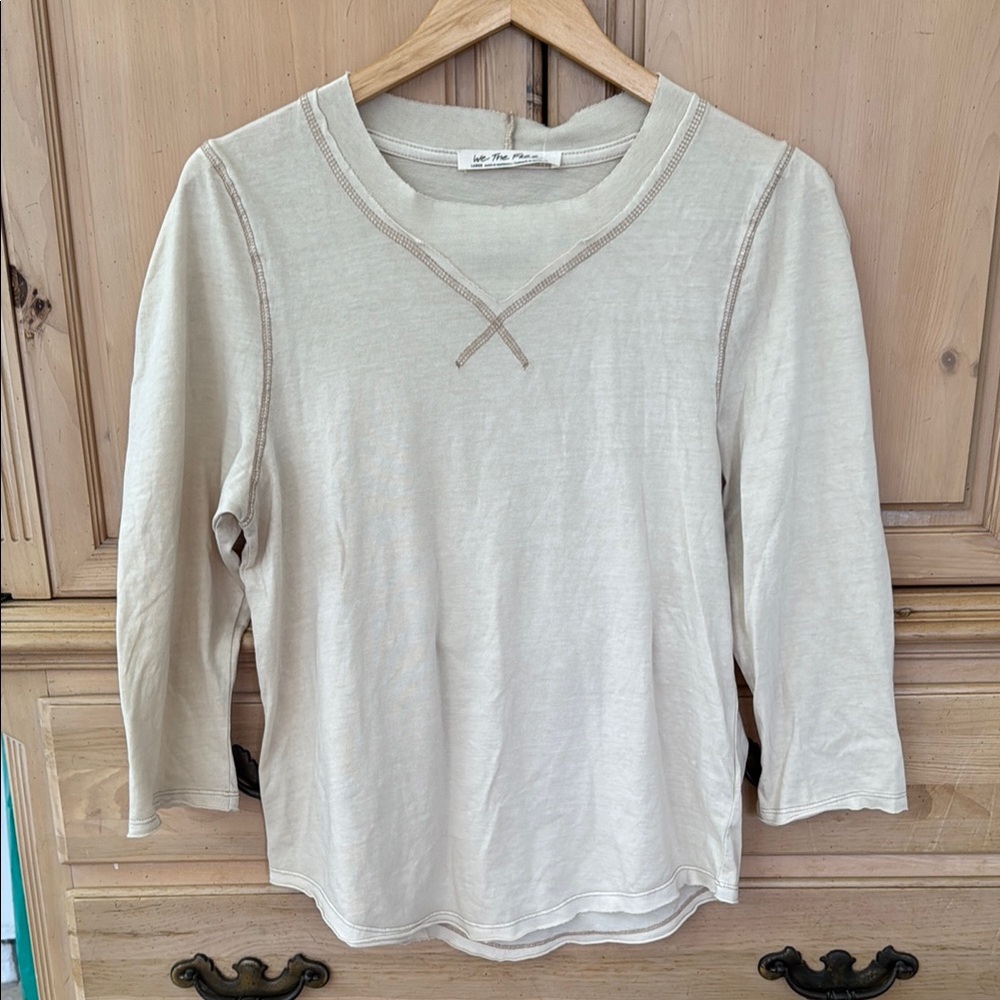 We The Free Cream Fitted 3/4 Sleeve Sweatshirt